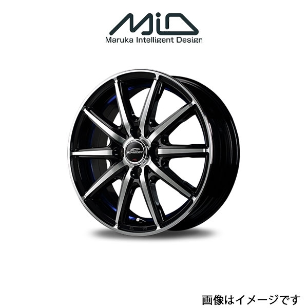 MID シュナイダー SX 2 アルミホイール 4本 エブリィ/エブリィ バン DA17V(12×3.5B 4-100 INSET42 ブラック/ブルー)SCHNEIDER_画像1