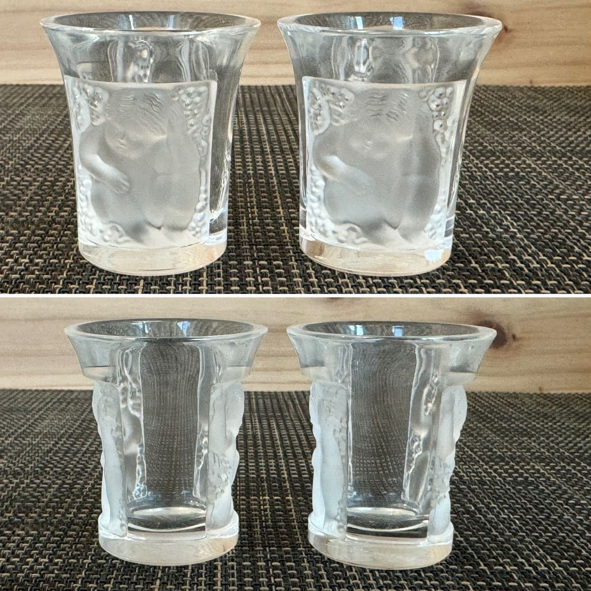 ☆LALIQUE ラリック アール・デコ ガラス工芸品☆ショットグラス 冷酒グラス☆伝統工芸品☆2個セット☆ペアグラス☆_画像3