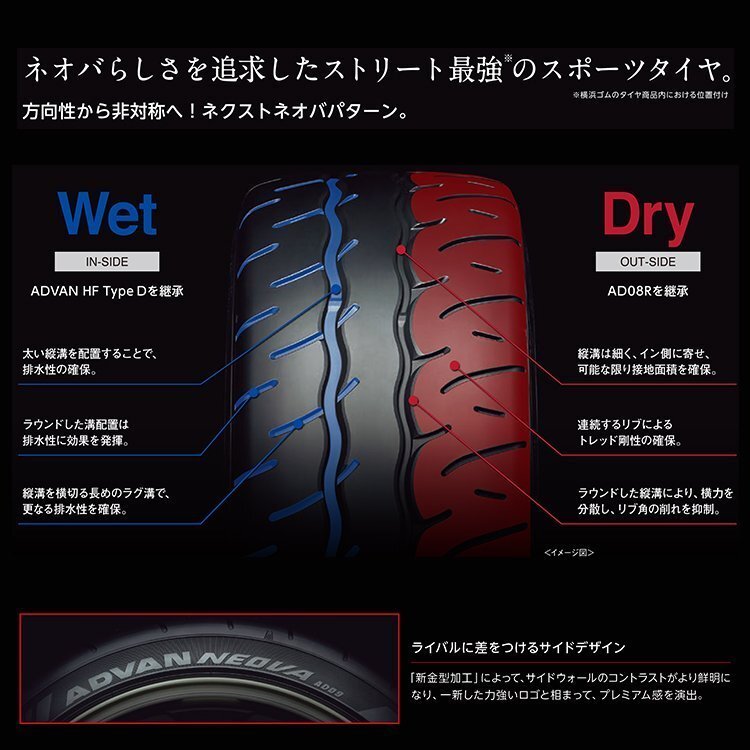 YOKOHAMA ADVAN NEOVA AD09 225/50R17 225/50-17 98W ヨコハマ アドバン ネオバ ハイグリップ 取寄せ品 4本送料税込110,880円~_画像3