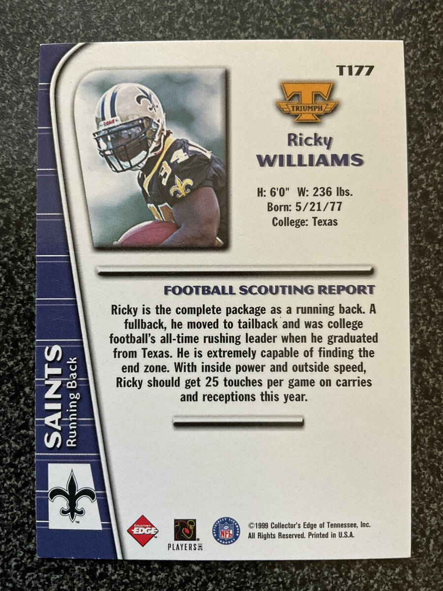 1/1 NFL Saints セインツ 1999 Collector's Edge Triumph Personal Collection #177 Ricky Williams_画像2