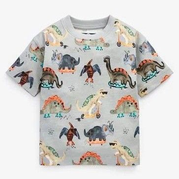 ★新品★男の子 半袖 Tシャツ セット 恐竜 ダイナソー 総柄 2-3Y 100 こども服 半袖Tシャツ