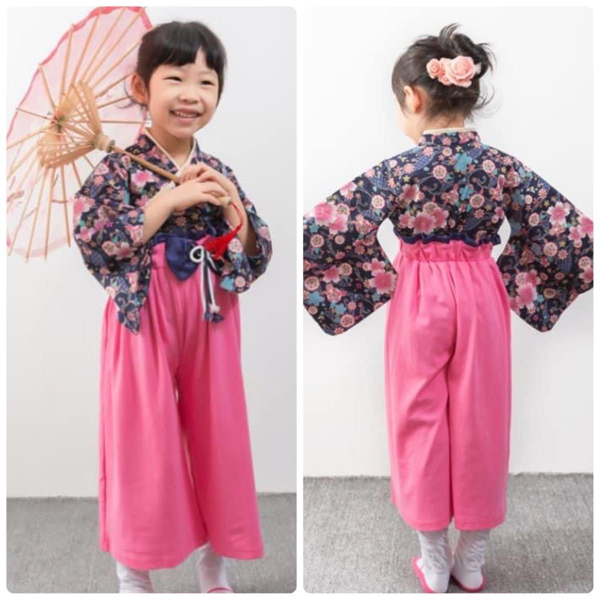 110 袴 和服 着物 ひな祭り 七五三 記念 写真 式 女の子 - 着物・浴衣