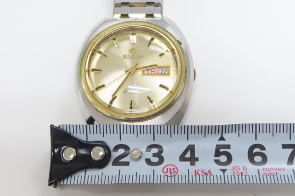 9012/dt/02.03 ELGIN AUTOMATIC WATERPROOF メンズ腕時計 ゴールド シルバーカラー（89868）_画像3