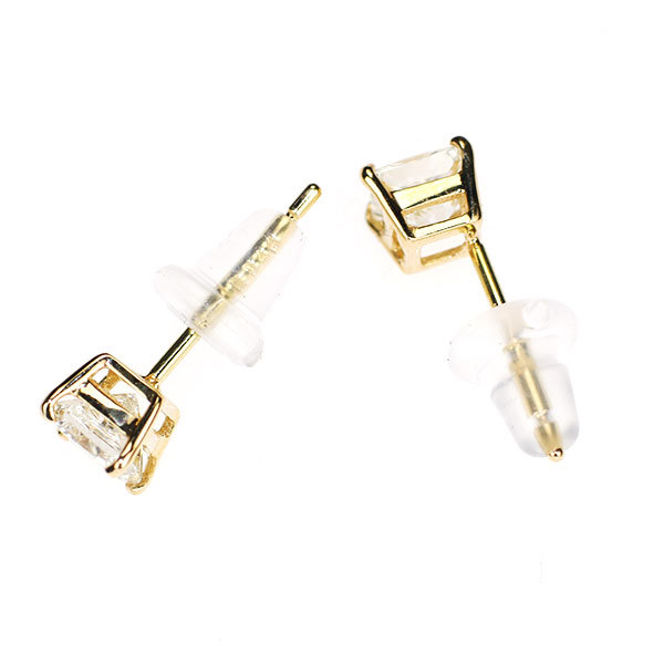 新品 K18YG プリンセスカット ダイヤモンド ピアス 0.713ct K/L VS2
