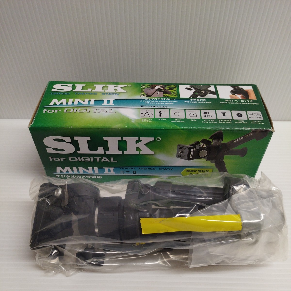 NA★1円〜 未開封品 SLIK スリック MINI Ⅱ ミニ 三脚 デジタルカメラ適応 水準器付き ポーチ付き 一眼レフの手ブレ防止に 高さ220mm 脚174_画像1