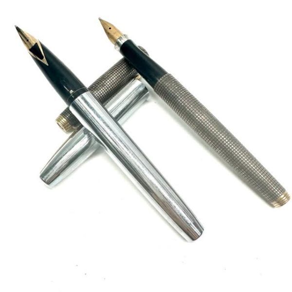 仙18 PARKER スターリングシルバー 14K / SHEAFFER 14K 万年筆 パーカー シーファー 585 2本まとめ 文房具 筆記用具_画像1