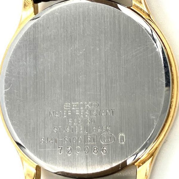 仙36【稼働】SEIKO DOLCE 8J41-6100 腕時計 クォーツ ゴールド文字盤 アナログ ラウンド 3針 セイコー ドルチェ 箱付き_画像7