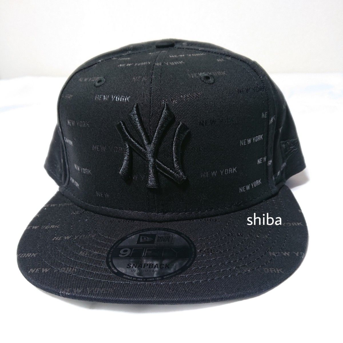 NEW ERA ニューエラ 正規品 モノグラム キャップ 帽子 9FIFTY NY ヤンキース 黒 ブラック S/Mサイズ