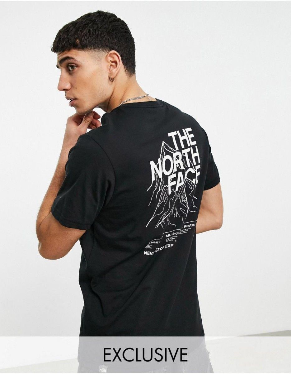 THE NORTH FACE ノースフェイス　tシャツ 半袖 黒 ブラック 白 ホワイト マウンテン アウトライン 海外Sサイズ