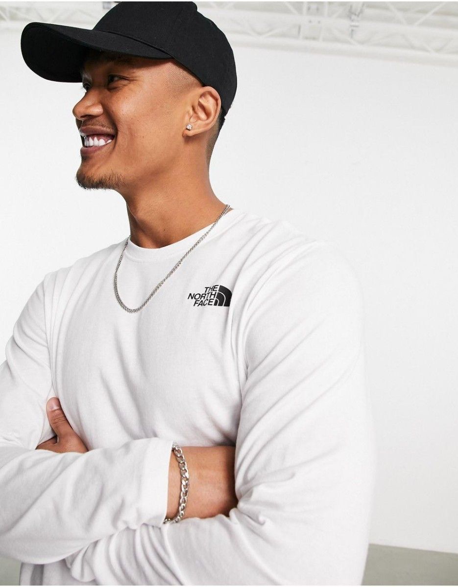 THE NORTH FACE ノースフェイス　長袖　ロンT ロング tシャツ レッドボックス 白 ホワイト 黒ロゴ WB 海外L