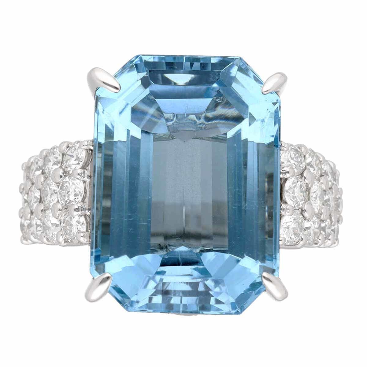 【あす楽対応】 ダイヤモンド(0.81ct) アクアマリン(12.01ct) リング 約11号 プラチナ PT900 アクアマリン