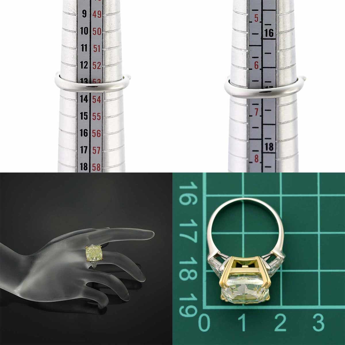 ファンシーライトイエローダイヤ(13.06ct FLY-VS2) ダイヤ(1.38ct) リング Pt900 K18YG 日本サイズ約13号 #53 鑑定書_画像5
