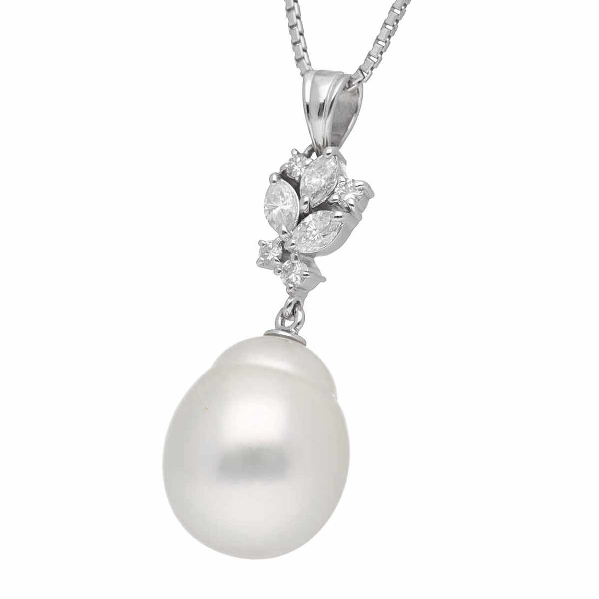 ≪超目玉★12月≫ ネックレス ダイヤモンド(0.36ct) パール タサキ TASAKI PT850/900 真珠 プラチナ ネックレス、ペンダント、チョーカー