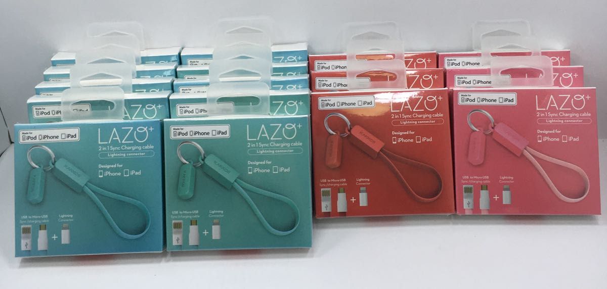 LAZO＋　microUSB充電ケーブル　Lightningコネクタ付属　大量セット