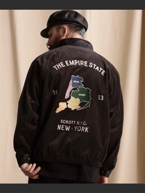 Schott/ショット/LEATHER COMBI SOUVENIR JACKET N.Y. MAP/レザーコンビ スーベニアジャケット ニューヨークマップ_画像7