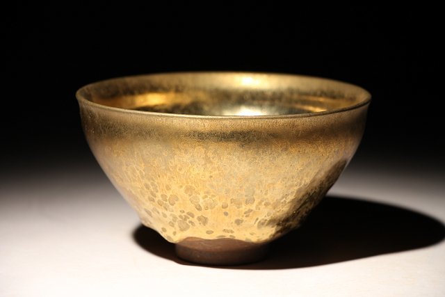 ☆百合☆油滴天目茶碗　供御　直径約12.7cm　(検)黄金天目茶碗 茶道具 茶器 唐物 中国美術 古玩_画像4