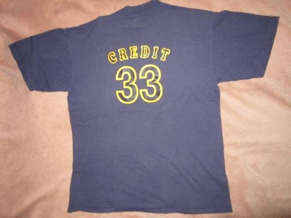 初期物 CREDIT クレジット 背デカロゴ ナンバリング Tシャツ 紺 XL