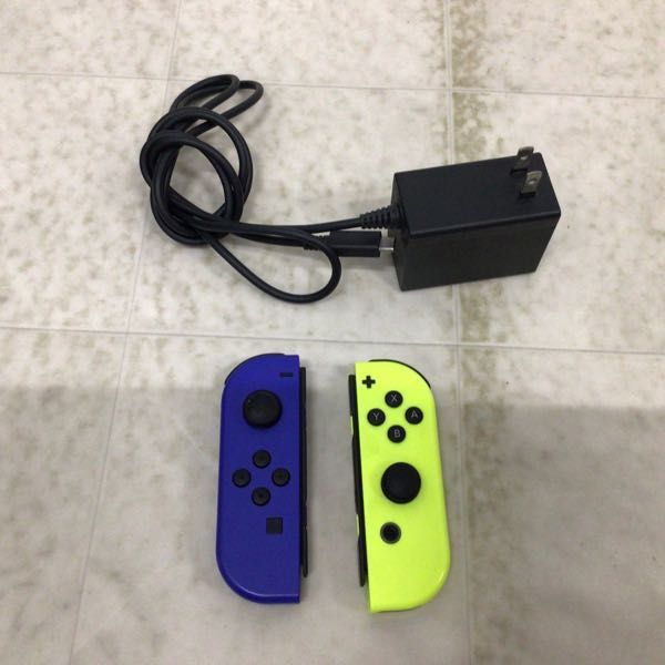 1円〜 動作確認/初期化済 箱無 Nintendo Switch HAC-001 本体 Joy-Con ブルー ネオンイエロー ACアダプター_画像8