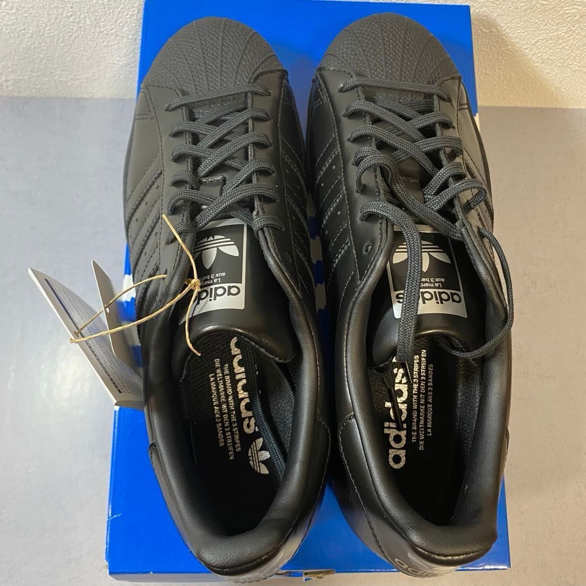 ◆タグ付◆SUPERSTAR◆adidas◆レザースニーカー◆25.0cm◆新品未使用◆黒◆替え紐付◆アディダスオリジナルス