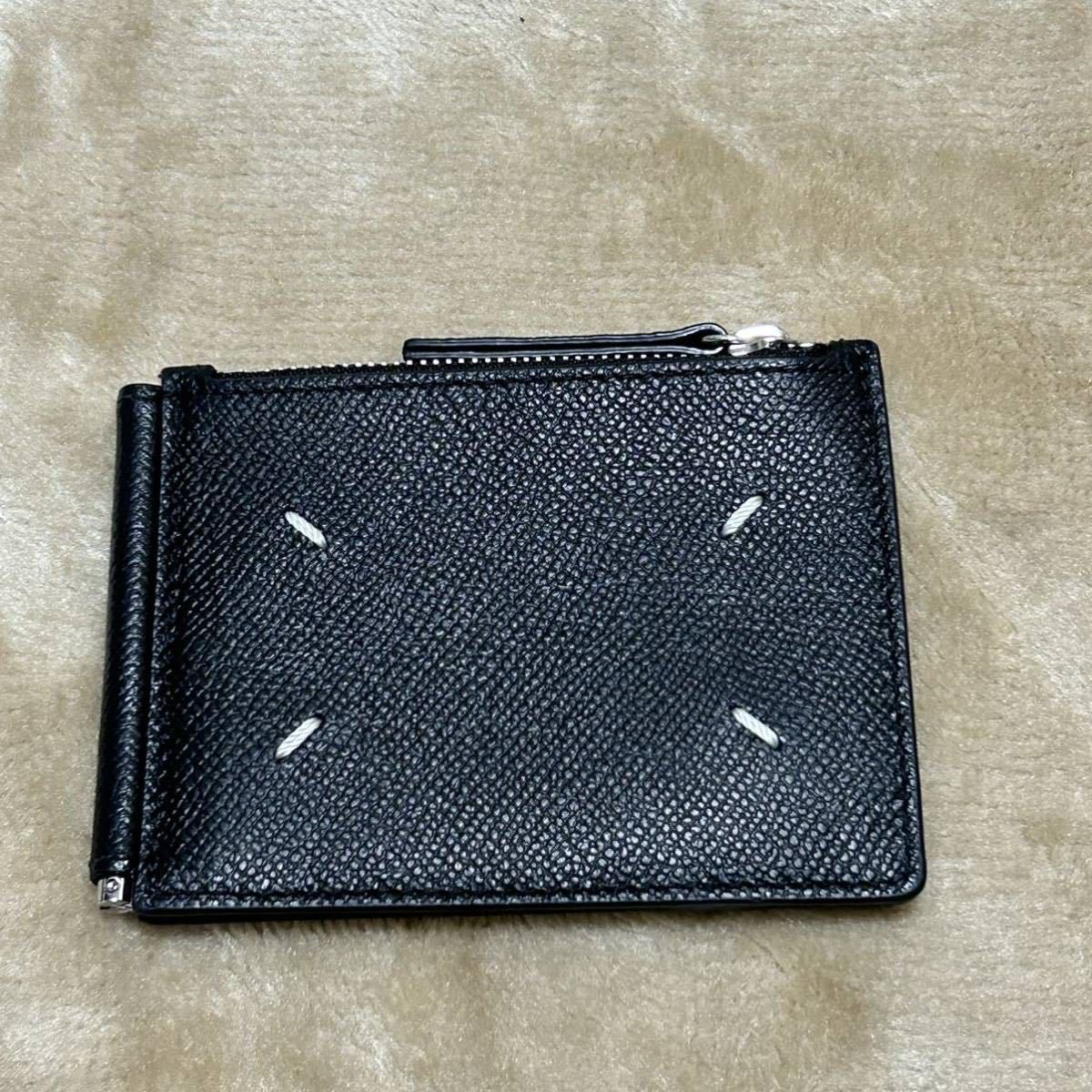 Maison Margiela Maison Margiela Money Clip Clip Wold Black Blo -Fold Wallet Leather 4 Switch Swork