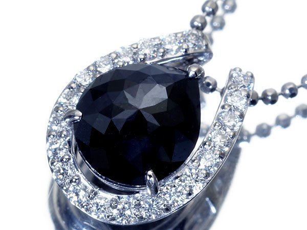 1円～【ジュエリー極】超希少！超大粒上質天然ブラックダイヤモンド1.99ct＆ダイヤ0.31ct 高級Pt900＆Pt850ネックレス k8159km【送料無料】_画像1