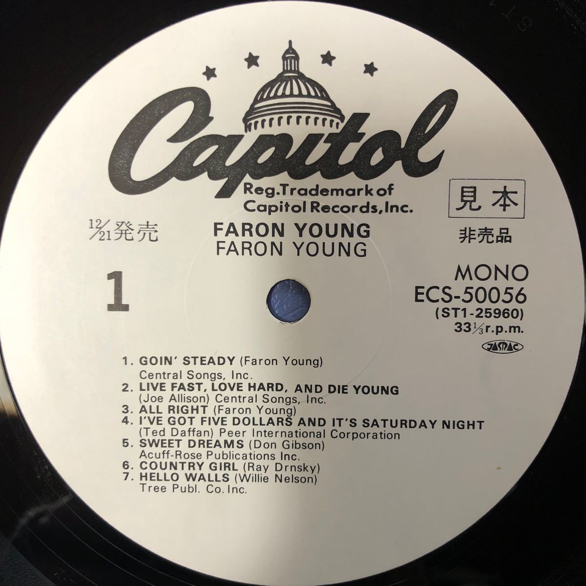 c LP ファロン・ヤング Faron Young 白レーベル プロモ レコード 5点以上落札で送料無料_画像3