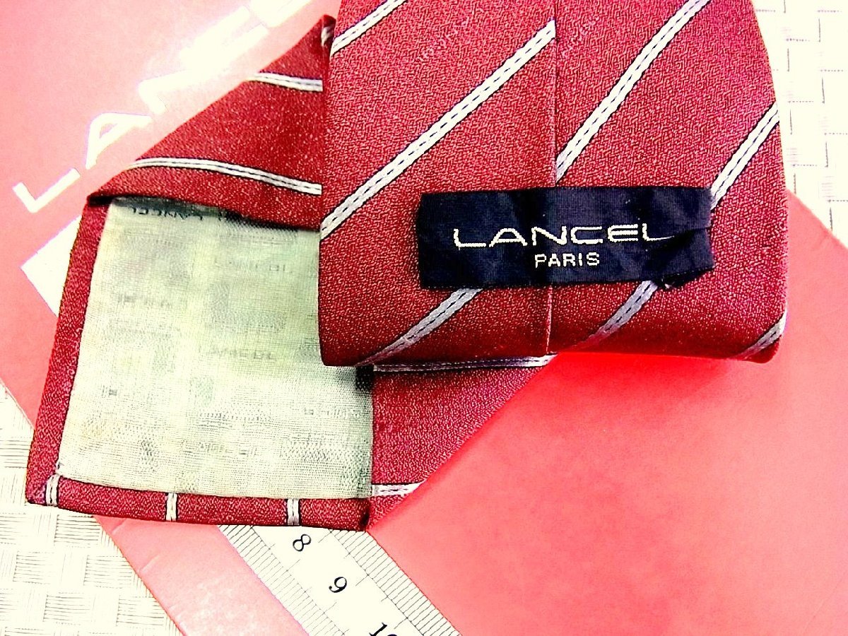 ♪33365D♪状態並品【ストライプ 柄】ランセル【LANCEL】細ネクタイ_画像2