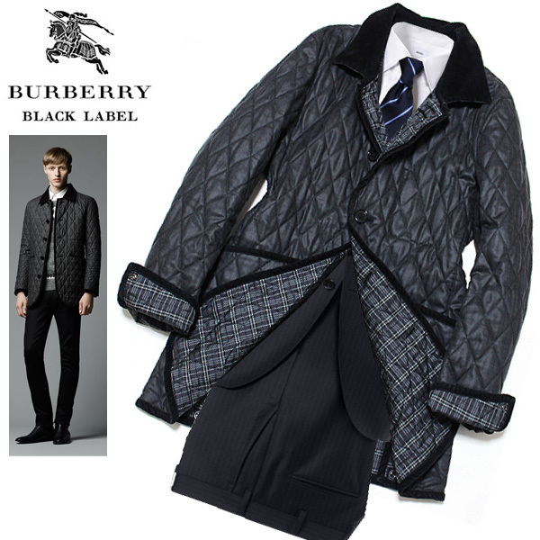  превосходный товар!L(3) легкий * высшее .* с хлопком * Burberry Black Label noba проверка стеганое пальто жакет BURBERRY BLACK LABEL пальто 