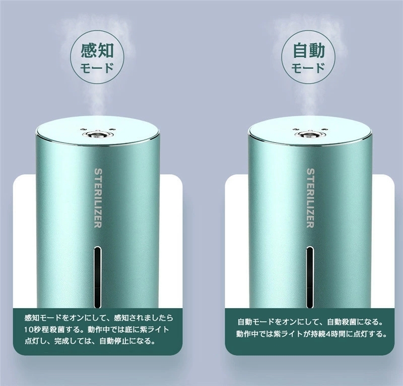 加湿器 超音波式 アルコール噴霧器 赤外線非接触式 加湿器 除菌器 ミニ加湿器 卓上加湿器 静音車載 超音波式アルコール JP-145/JH1グレー_画像9