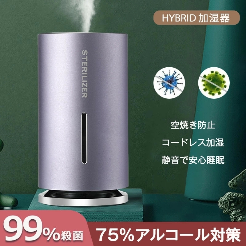 加湿器 超音波式 アルコール噴霧器 赤外線非接触式 加湿器 除菌器 ミニ加湿器 卓上加湿器 静音車載 超音波式アルコール JP-145/JH1グレー_画像1