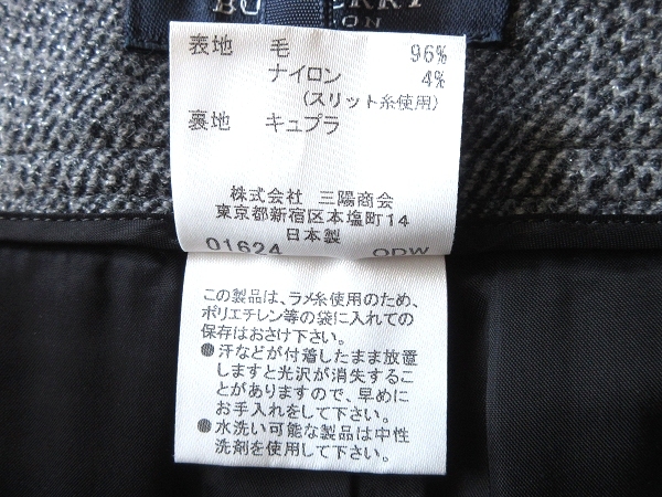  прекрасный товар BURBERRY LONDON Burberry London ламе нить входить шерсть on пятно проверка шорты шорты 36 черный серый чёрный сделано в Японии 