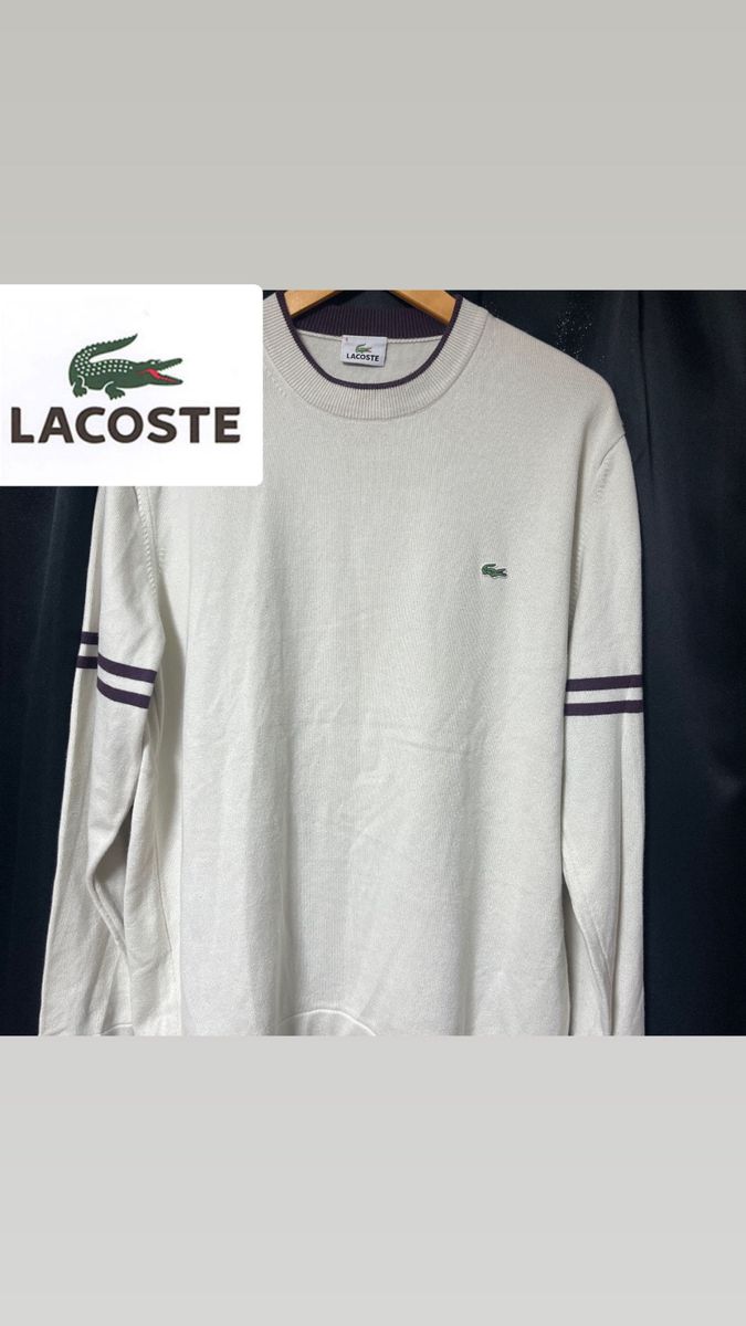 lacoste ラコステ　スウェット　トレーナー　白　ワンライン 長袖Tシャツ ロンT