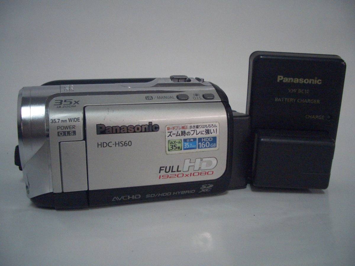 カ/Panasonic/パナソニック/HDC-HS60/ビデオカメラ/10年製/5.0MP/絞り1:1.8/f=3.02-75.5mm/チャージャー有/外観 光学ダメージ有★カ-2635★_画像1
