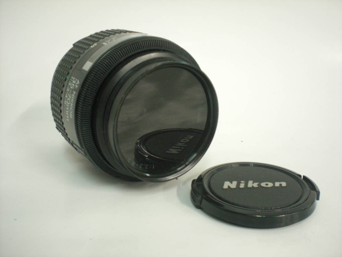 カ/Nikon/ニコン/AF NIKKOR/カメラレンズ/絞り1:3.3-4.5/f=35-70mm/望遠/ニコン F対応/レンズキャップ有/外観 光学ダメージ有★カ-2648★_画像1