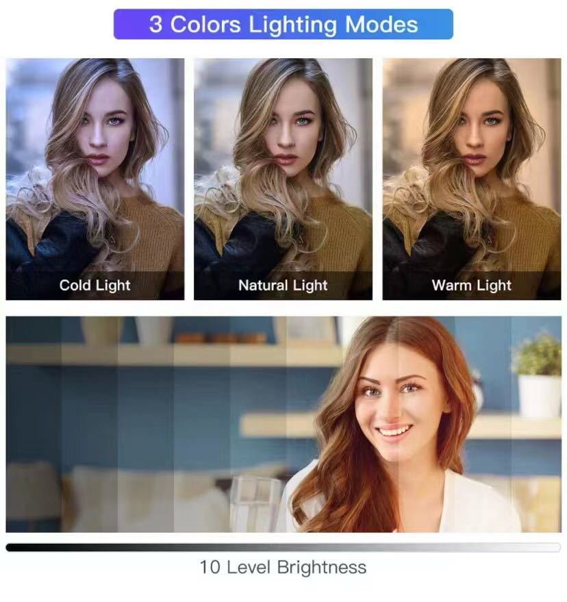 LEDリングライト 自撮り 撮影照明用 ライト 10インチ 3色モード 調光 Aの画像5