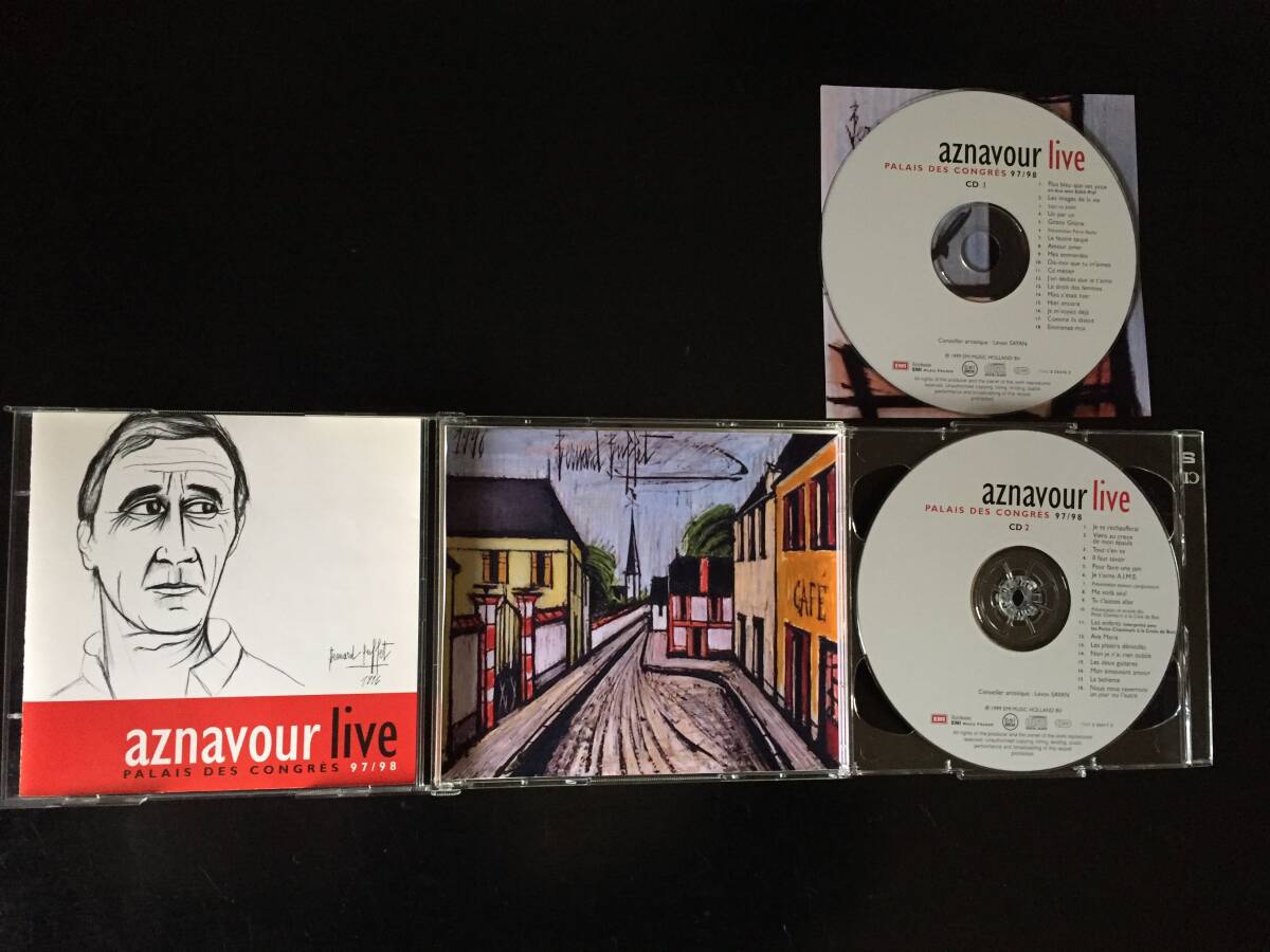 希少！Charles Aznavour / aznavour live / Palais des Congres 97/98 / 2CD / Bernard Buffet ジャケ / EMI France盤 2枚組CD！ _画像1