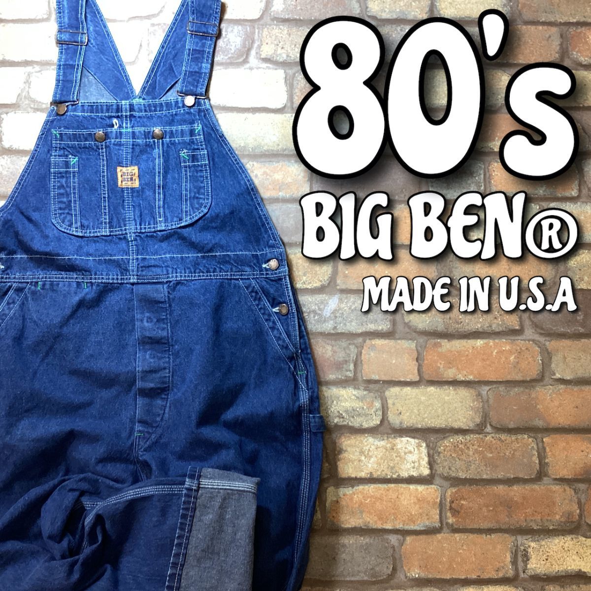 ★アメリカ古着★80s USA製★良品＆正規品★【BIG BEN ビッグベン】ヴィンテージ オーバーオール【38×30】稀少 オールド デニム K3-417