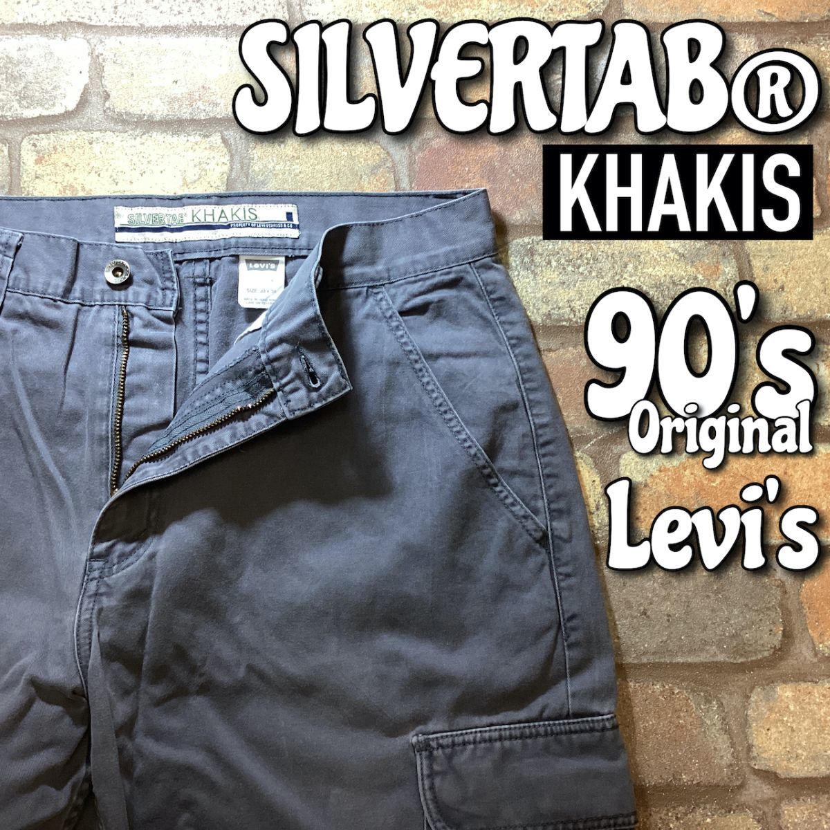 ★USA古着★90s original★正規品★【Levi’s リーバイス】Silver Tab “KHAKIS” バギー カーゴパン【33×34】グレー シルバータブ K3-420