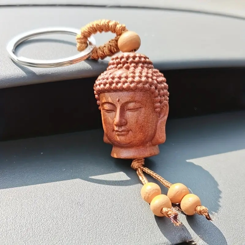1348971059 1pc peach. tree carving . head solid key chain wooden car key pendant . head key chain 