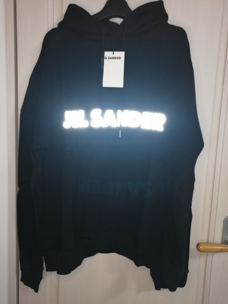 ☆★新品未使用★☆ JIL SANDER＋　ジルサンダープラス　フロントロゴリフレクター　パーカー　サイズXL　ブラック　黒 　_画像2