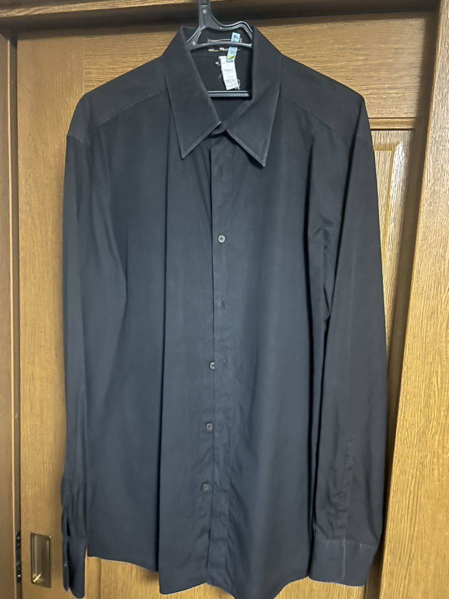 versace長袖 シャツ サイズ56 ブラック 黒 希少サイズ　大きいサイズ_画像1