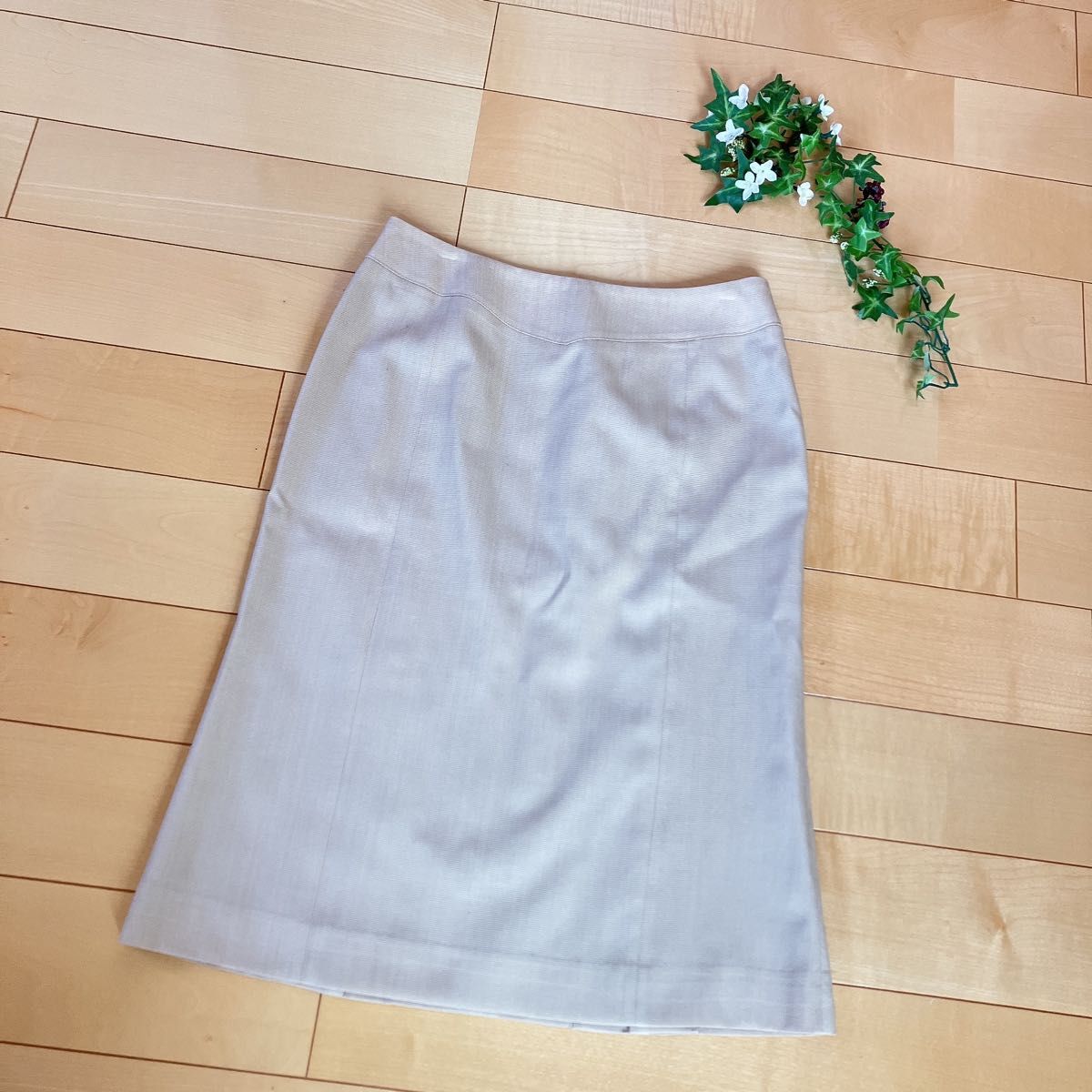 ユナイテッドアローズ　シルク絹混　スカート スーツセットアップ日本製ベージュ36