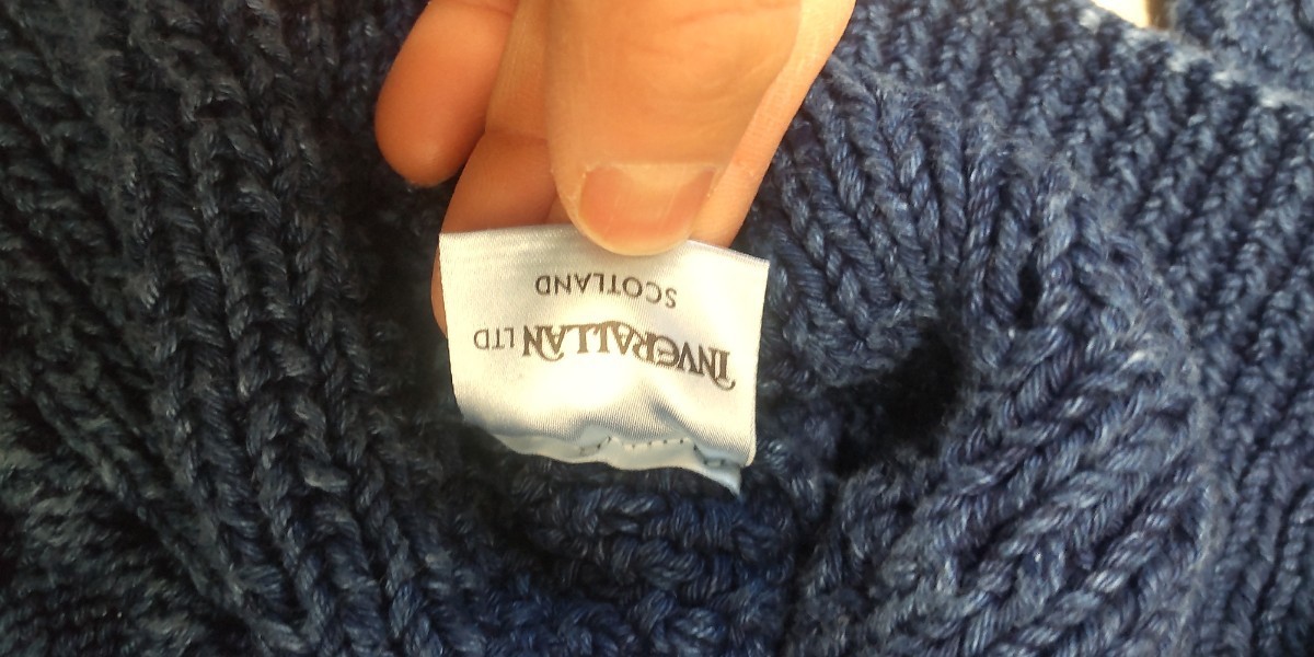  Inverallan хлопок вязаный INVERALLAN ALLEVOL специальный заказ индиго вязаный вязаный свитер вырез лодочкой кабель плетеный 1A