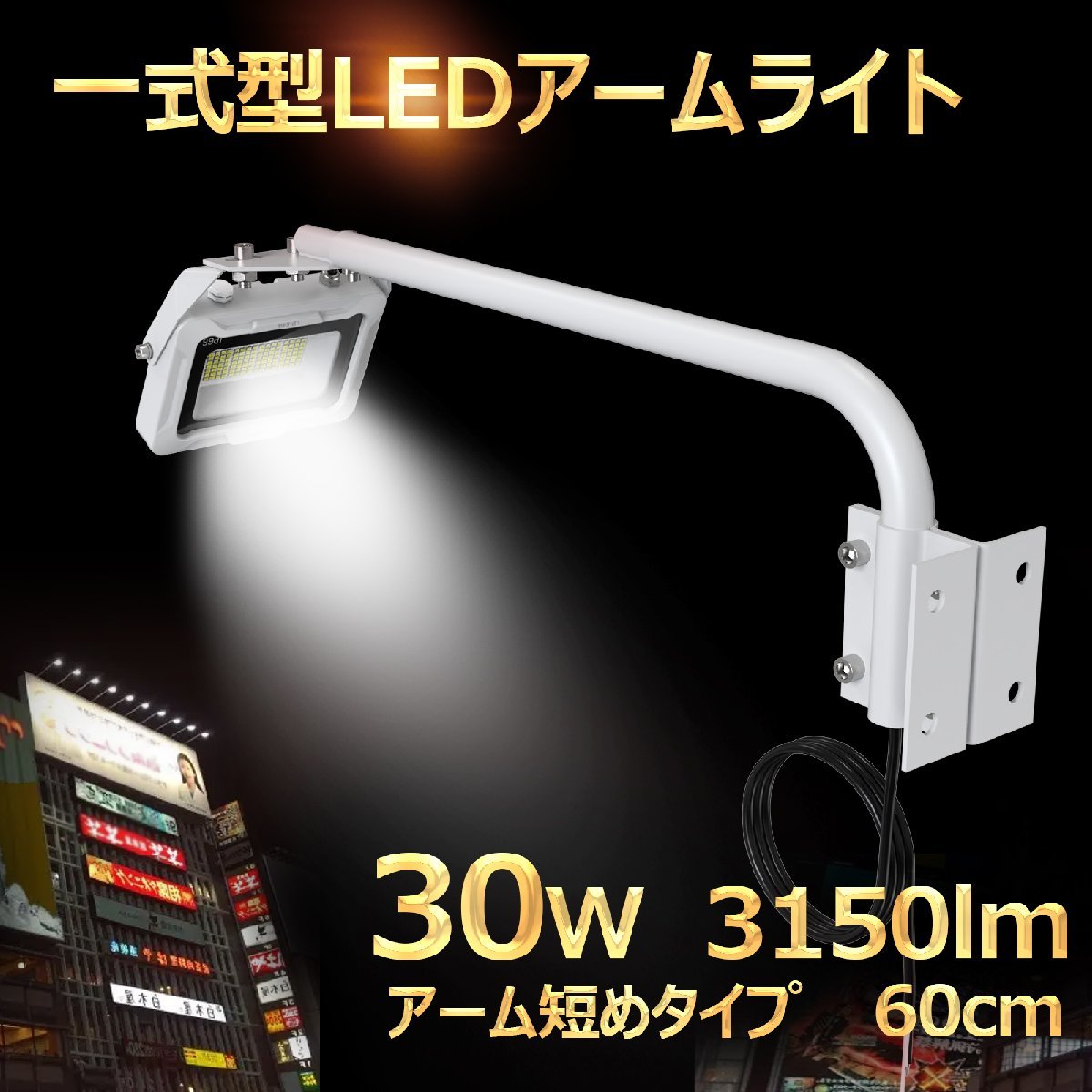 LEDアームライト 屋外用 防水 投光器 30W 3150LM 明るい IP66 スポットライト 看板灯 看板照明 看板ライト LED 投光器 高輝度 明るい_画像4