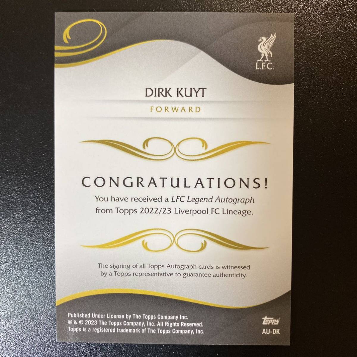 2022-23 Topps Liverpool Lineage Set Dirk Kuyt Auto Autograph 直筆サインカード ディルク・カイト_画像2