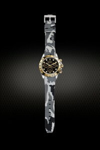 Rolex/ロレックス Daytona/デイトナ 116520、116523、116500、116503適用 VAGENARI ラバー ストラップ/ベルト カモフラージュ/迷彩 グレー_画像1