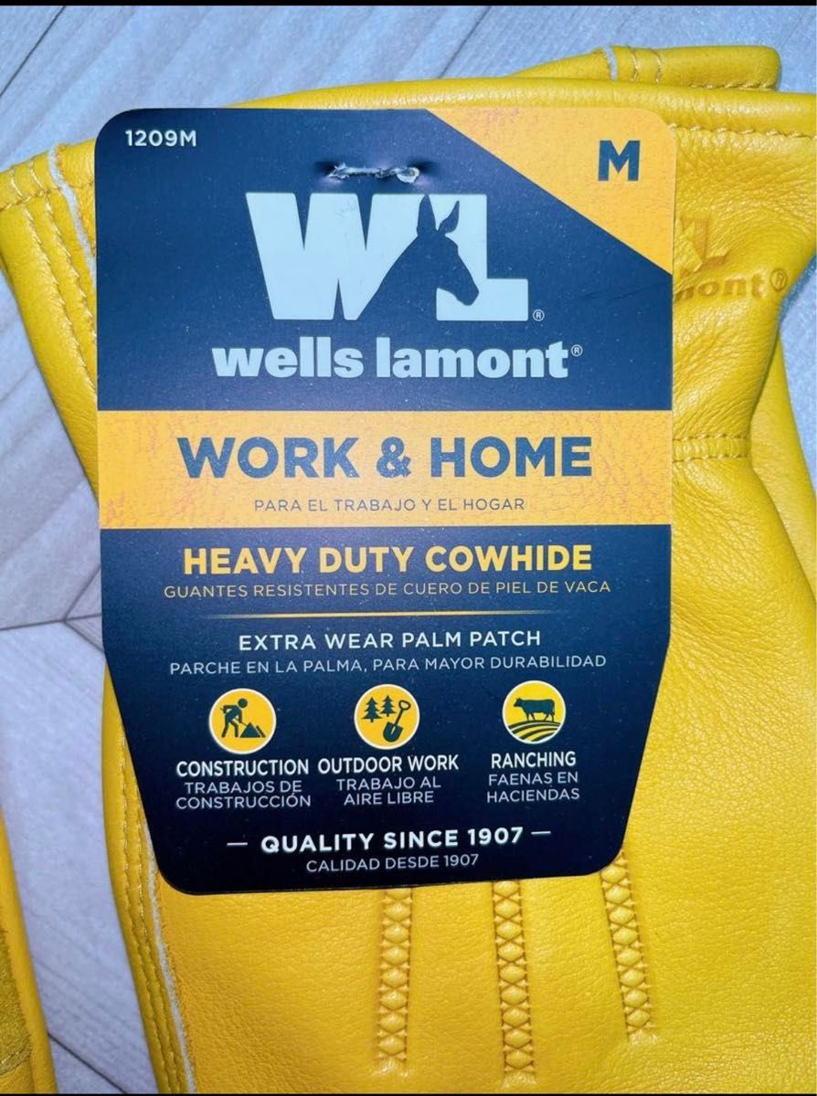 wells lamont レザーグローブ 作業用革手袋 牛革使用 Ｍサイズ 3組