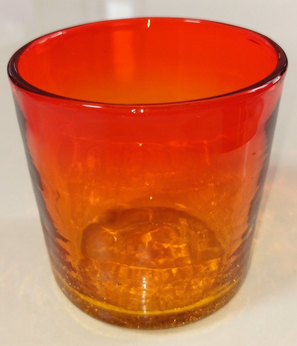 琉球ガラス　２個セット　コップ　琉球ビードロ　ロックグラス　赤色透明