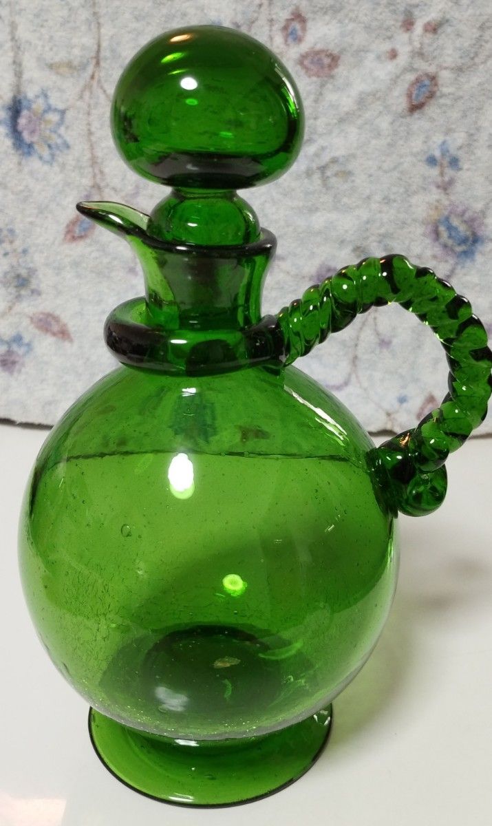沖縄　琉球民芸ガラス　琉球ガラス　手作り吹きガラス　水差し　置物　花瓶