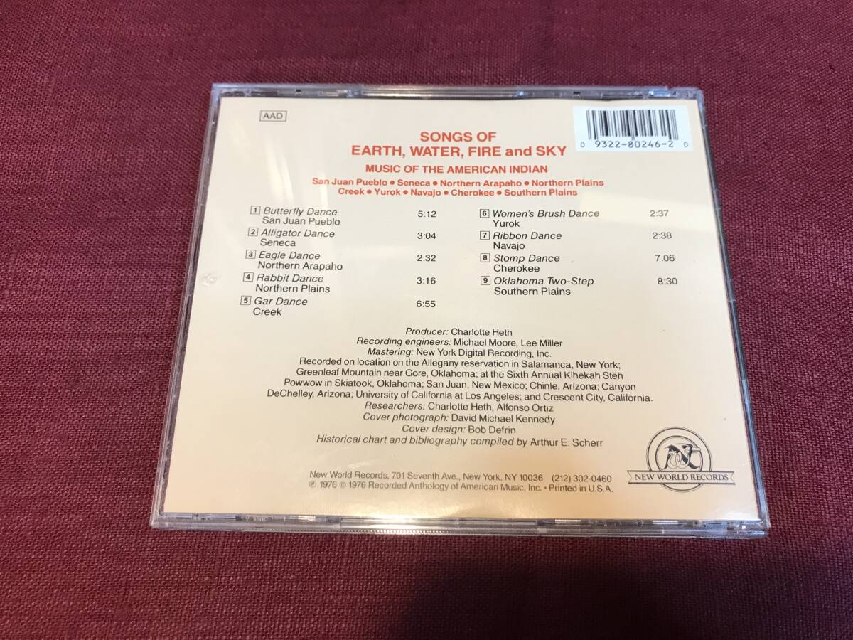 【CD】 Songs Of Earth Water Fire And Sky Music Of The American Indian アメリカインディアンの音楽 US盤 1992年の画像3